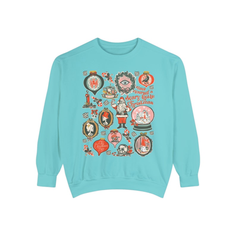 Scary Christmas Sweatshirt COMFORT COLORS Sweatshirts Victorian Gothic Christmas Shirt Christmas Spooky Christmas Halloween Creepy Christmas Chalky Mint