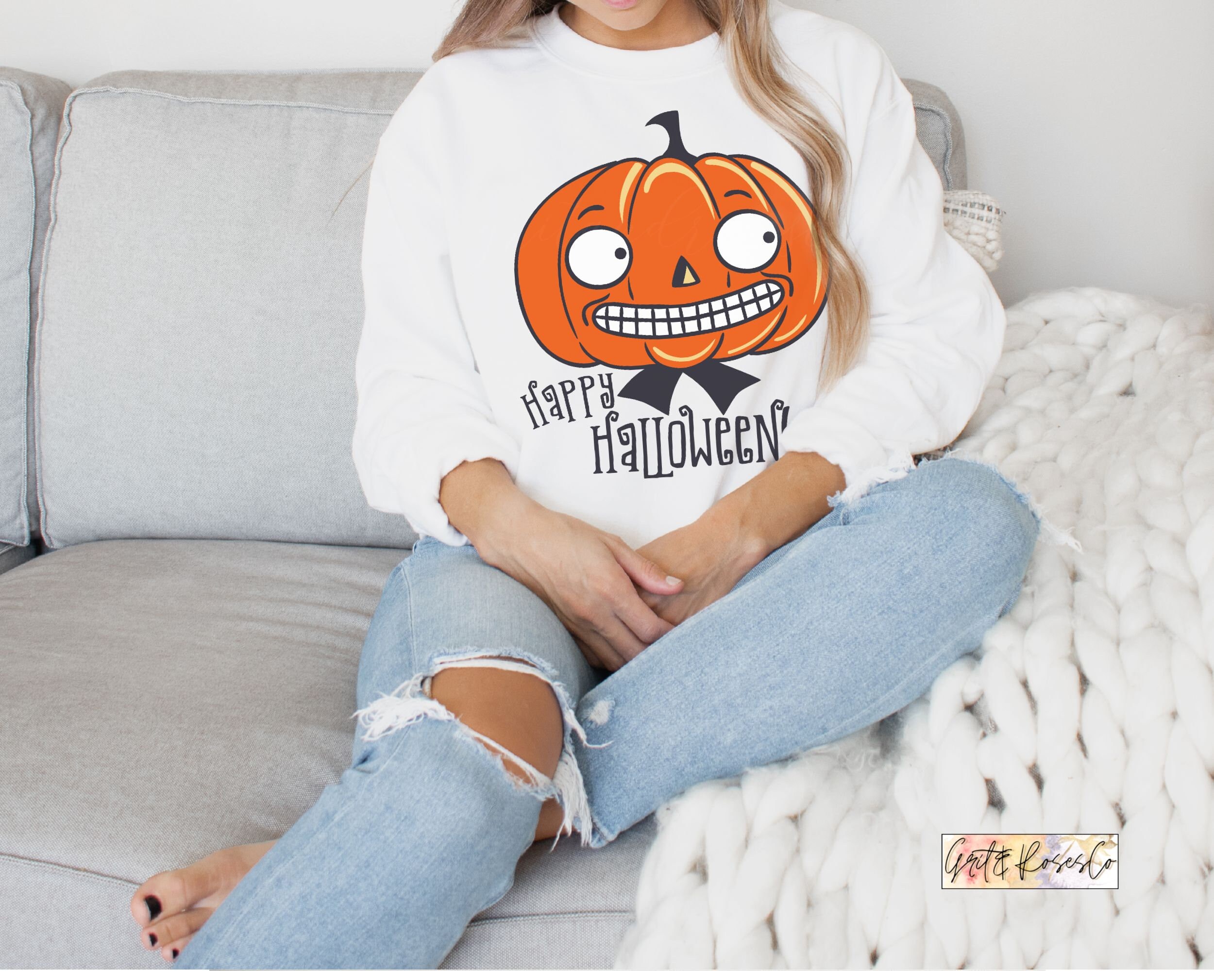 Halloween Pumpkin Sweatshirt Vintage Halloween Crewneck | Etsy