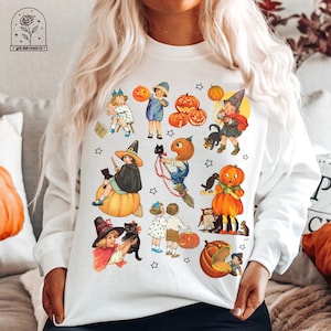Vintage Halloween Shirt Retro Halloween Sweatshirt Halloween Crewnecks Hoodies Crewneck Sweatshirts Cute Halloween Pumpkin Fall Sweaters