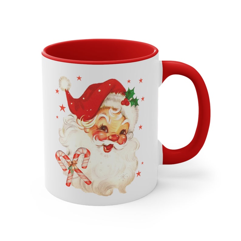 Retro Santa Claus Christmas Coffee Cup Vintage Style Santa Mugs Christmas Mugs Christmas Gifts Retro Christmas Mug Retro Holiday Decor Mug image 4