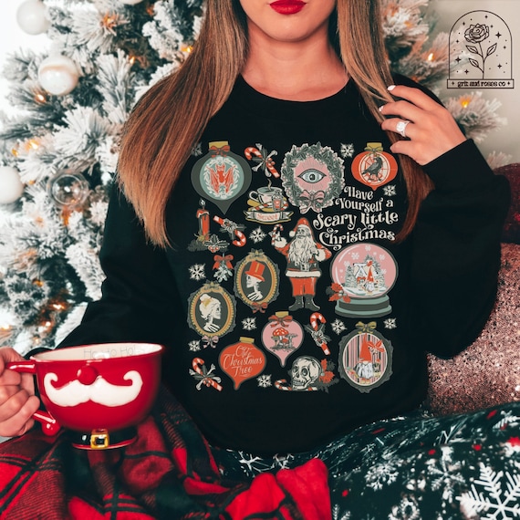 Scary Christmas Sweatshirt Victorian Gothic Christmas Shirt Goth Krampus Tshirt Dark Christmas Spooky Christmas Halloween Creepy Christmas