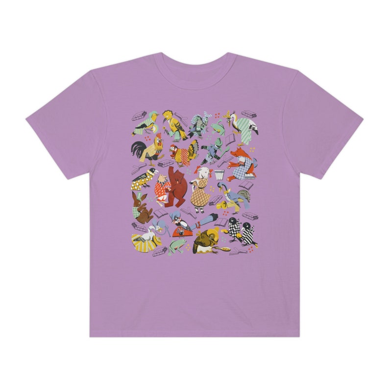 Comfort Colors Reading Shirt Bookish Clothing Book Lovers Gift Vintage Storybook Characters Cottagecore Animals Shirt Teacher Nurse T-Shirts Orchid