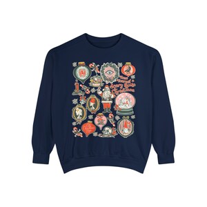 Scary Christmas Sweatshirt COMFORT COLORS Sweatshirts Victorian Gothic Christmas Shirt Christmas Spooky Christmas Halloween Creepy Christmas True Navy