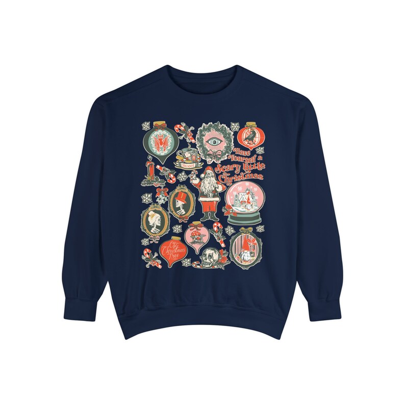 Scary Christmas Sweatshirt COMFORT COLORS Sweatshirts Victorian Gothic Christmas Shirt Christmas Spooky Christmas Halloween Creepy Christmas True Navy