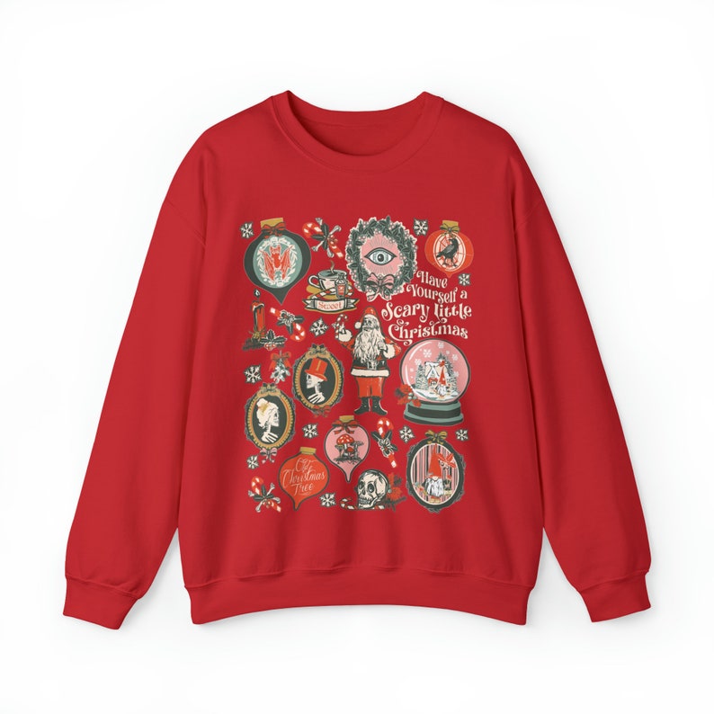 Scary Christmas Sweatshirt Victorian Gothic Christmas Shirt Goth Krampus Tshirt Dark Christmas Spooky Christmas Halloween Creepy Christmas Red