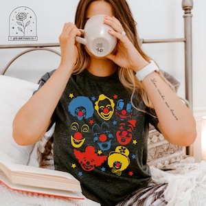 Clowncore Tshirt Clown Shirts Clown Faces Funny Clowns Shirt Circus Shirt Clown Core Clown Lover T-Shirt Gift for Circus Fan Primary Colors