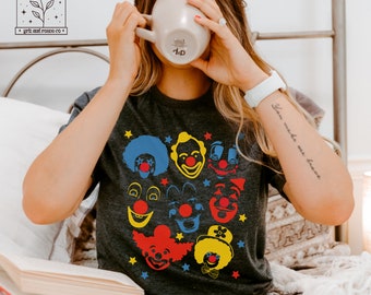 Clowncore Tshirt Clown Shirts Clown Faces Funny Clowns Shirt Circus Shirt Clown Core Clown Lover T-Shirt Gift for Circus Fan Primary Colors