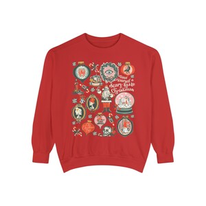Scary Christmas Sweatshirt COMFORT COLORS Sweatshirts Victorian Gothic Christmas Shirt Christmas Spooky Christmas Halloween Creepy Christmas Crimson