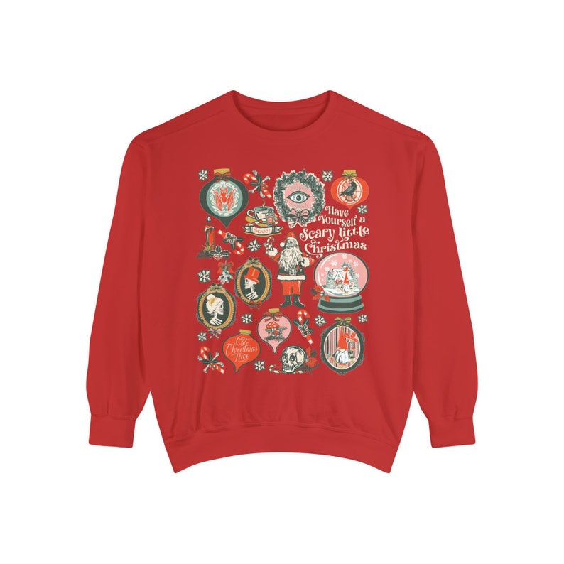 Scary Christmas Sweatshirt COMFORT COLORS Sweatshirts Victorian Gothic Christmas Shirt Christmas Spooky Christmas Halloween Creepy Christmas Crimson