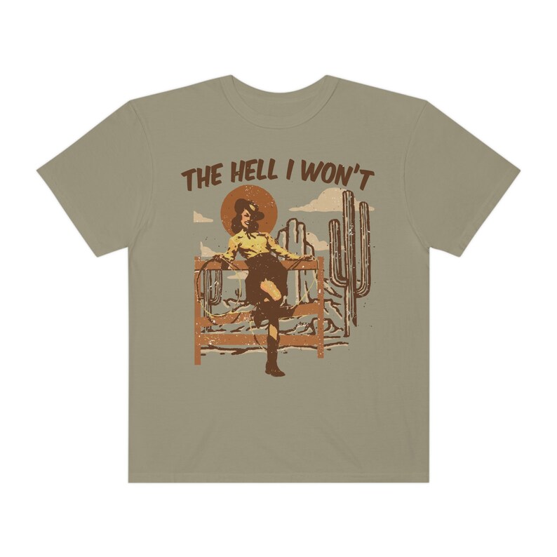 Cowgirl Shirt Western Distressed Retro Graphic Tee Cowboy Tshirt Comfort Colors T-Shirt Oversized Vintage Rodeo Tee Country Songs T Shirt Khaki