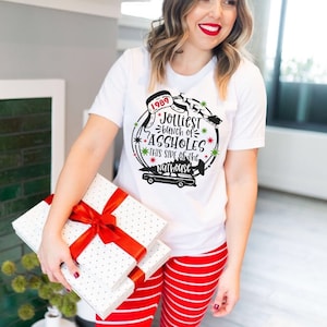 Family Christmas Pajamas Couples Christmas Family Matching Christmas PJs Funny Christmas Pajamas Tops Christmas Pajamas Friends Cousins Tee