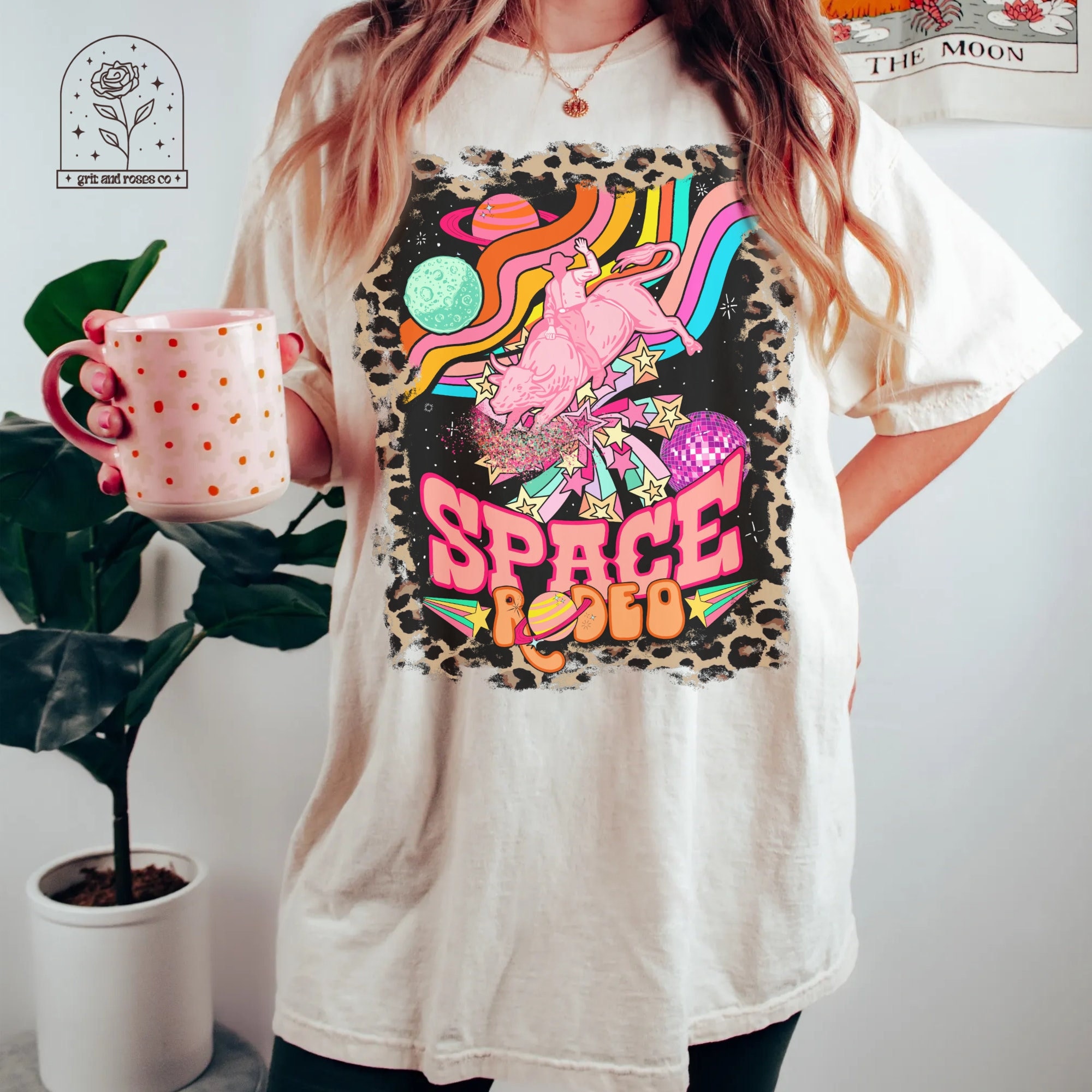 Space Cowgirl Shirt Western Distressed Retro Graphic Tee