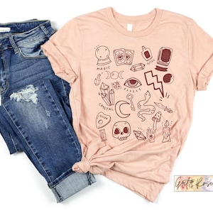 Witchy Shirt, Halloween Shirt, Witchcraft Shirt Witches Things Shirt Fall Shirt Cute Fall Top Halloween Doodles Halloween T-Shirt Spells Tee
