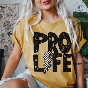 Retro Pro Life Tshirts Pro-Life Shirt Pro Life T-shirt Anti-Abortion Shirt Protest Support Tee Christian Save the Babies Checkered Lightning