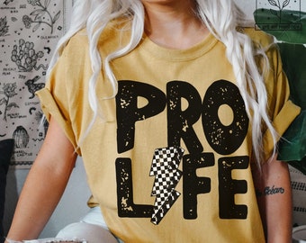 Retro Pro Life Tshirts Pro-Life Shirt Pro Life T-shirt Anti-Abortion Shirt Protest Support Tee Christian Save the Babies Checkered Lightning