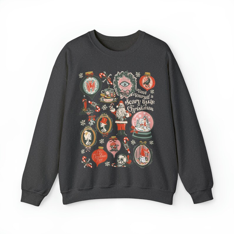 Scary Christmas Sweatshirt Victorian Gothic Christmas Shirt Goth Krampus Tshirt Dark Christmas Spooky Christmas Halloween Creepy Christmas Dark Heather