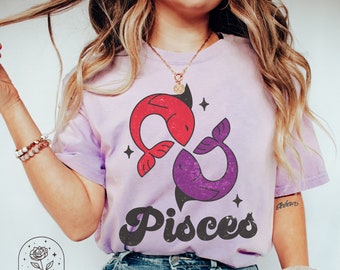 Retro Distressed Vintage Astrology Graphic Tee Zodiac Shirt Comfort Colors Tshirt Pisces Gift Horoscope Shirt Zodiac T Shirt Horoscope Sign