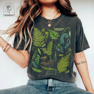 Comfort Colors Plant Shirt Vintage Fern Print Graphic Tee Fern Plants Tshirt Cottagecore Clothing Forestcore Shirts Botanical Outdoors Shirt