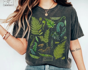 Comfort Colors Plant Shirt Vintage Fern Print Graphic Tee Fern Plants Tshirt Cottagecore Clothing Forestcore Shirts Botanical Outdoors Shirt