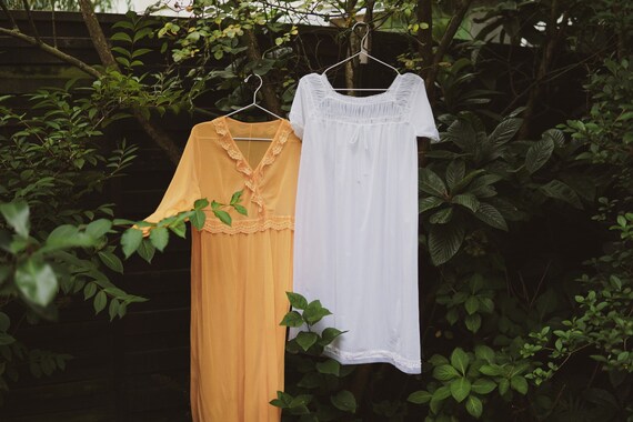 Vintage Nightgown, Orange, Cottagecore Style, "Bel