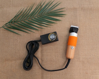 Electric Carver Tool for Tufting Rug - Wooden Handle with Speed Control, Complete Set with Case (Red & Wood Grain)  Trimmer