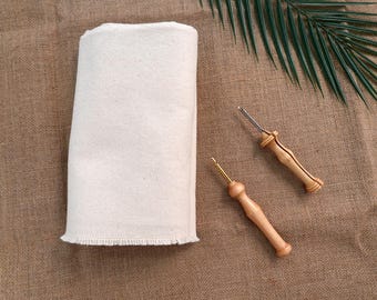 Monks Cloth for Punch Needle | 100% Cotton Primitive Rug Hook Fabric | Wide Width 63 Inch | Custom Cut by The Yard for Hand Tufting Rugs
