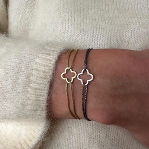 Bracelet with four-leaf clover made of stainless steel, lucky bracelet, friendship bracelet, stainless steel, trend