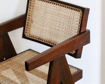 Mid-Century Style Teak and Rattan Dining Chair