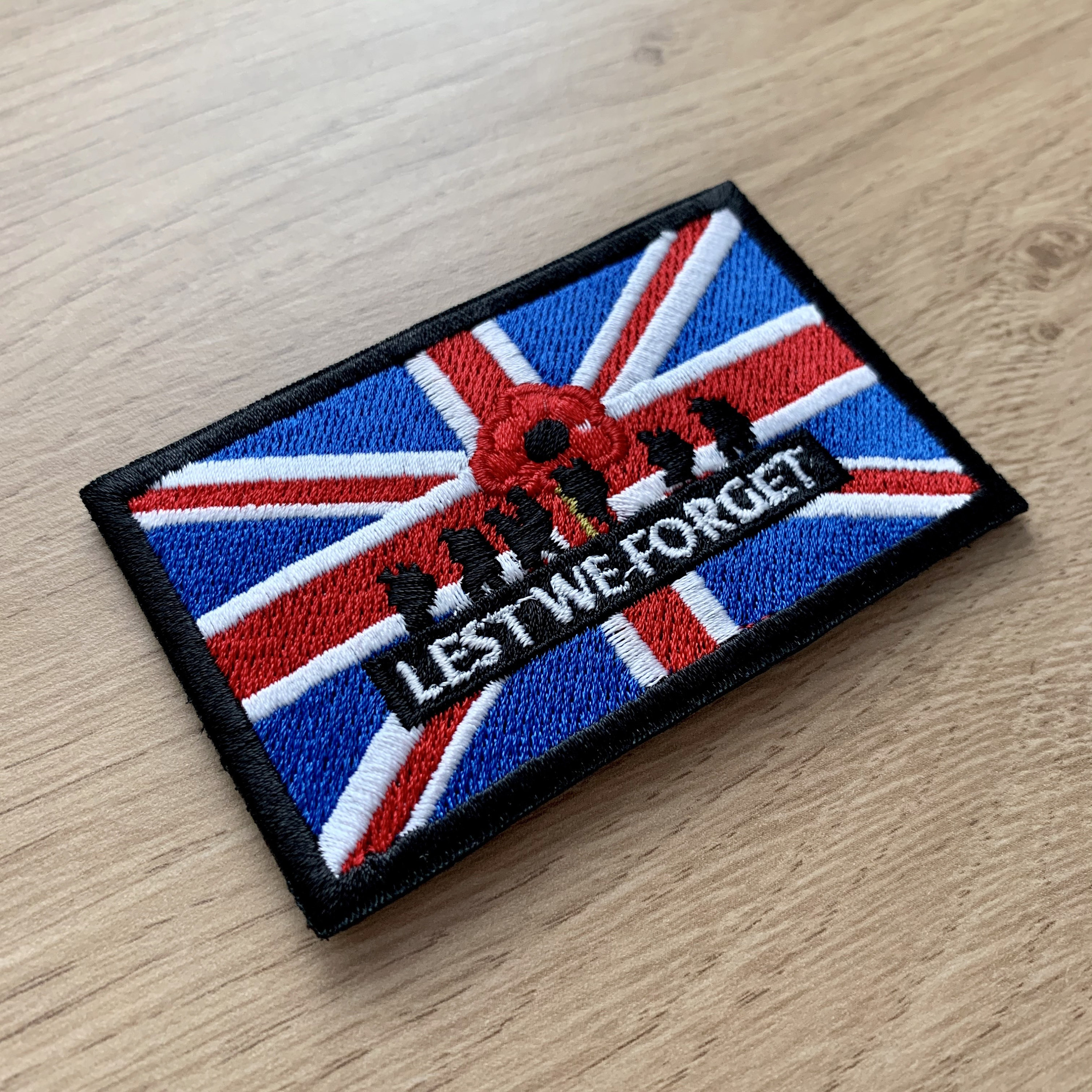 Embroidered Lest We Forget Patch With Velcro Back 