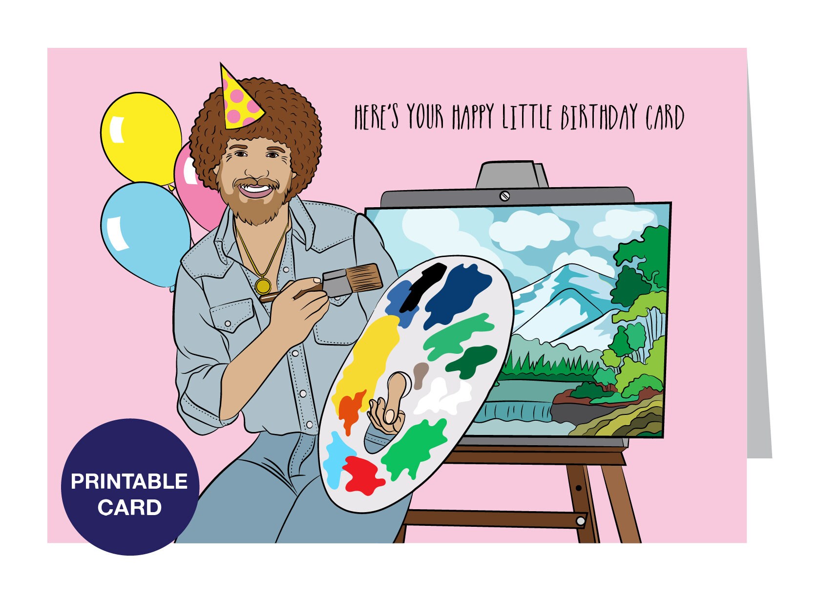 Bob Ross Birthday Card Printable