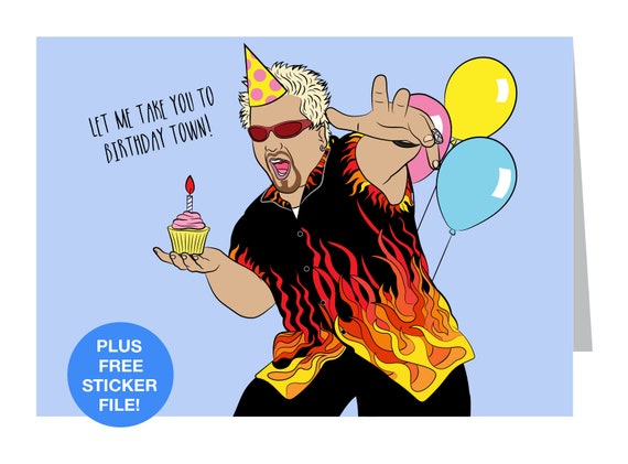 Guy Fieri Birthday Card Guy Fieri Card Flavortown Card | Etsy