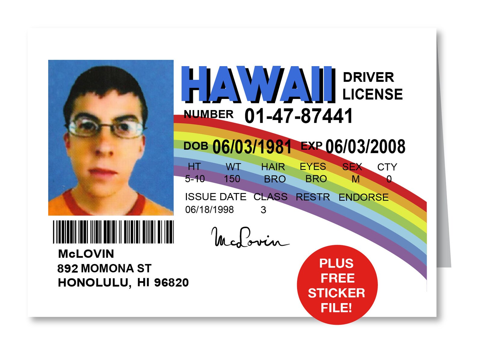 McLovin Birthday Card McLovin Custom Card Mclovin ID Etsy