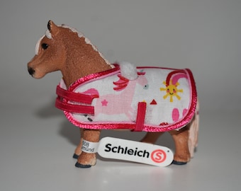 Couverture Schleich avec motif licorne (rose) - accessoires, cadeau cheval, fille, anniversaire enfant, jouet, Noël, cadeau