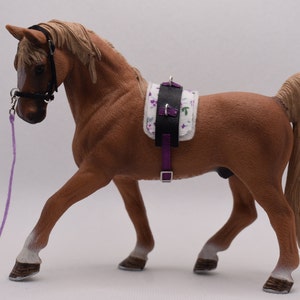 Schleich lunging set (large horse): cavesson with lunging belt + pad accessories, horse gift, girls, children's birthday, toy, Christmas