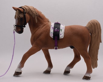 Schleich lunging set (large horse): cavesson with lunging belt + pad accessories, horse gift, girls, children's birthday, toy, Christmas