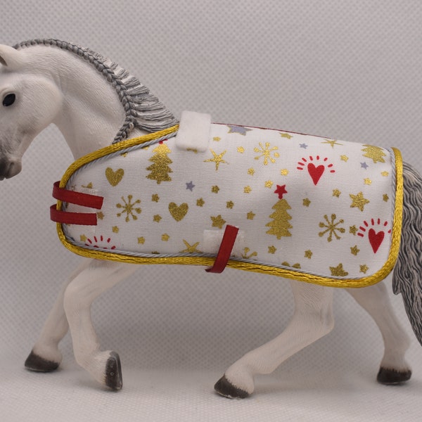 Couverture Schleich avec motif de Noël - accessoires, cadeau cheval, fille, anniversaire enfant, jouet, Noël, cadeau