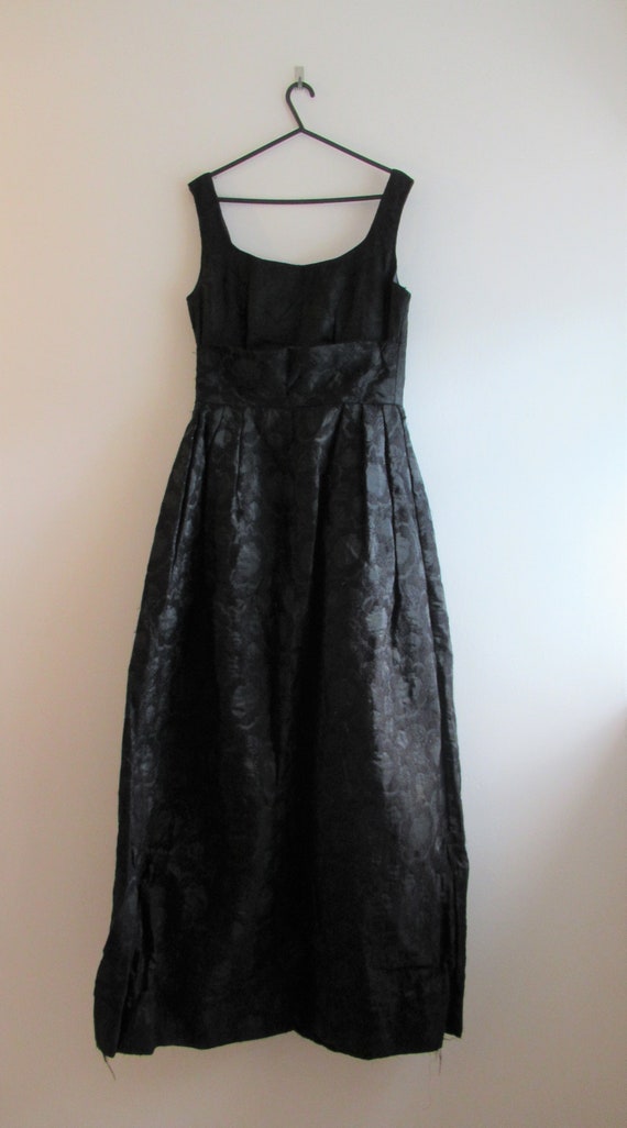 Vintage 1950s/60s Black Brocade Evening Dress - Bu