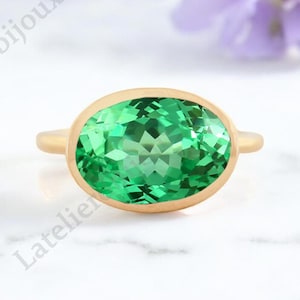 AAA Ceylon Green Sapphire Engagement Ring Minimalist Bridesmaid Solid Gold Ring Women&#39;s Gold Present Solitaire Anniversary Gift For Wife