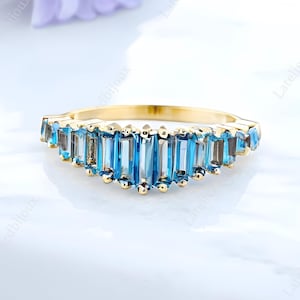 Vintage Aquamarine Ring Baguette Cut Aquamarine Engagement Ring 925 Sterling Silver Ring Promise Wedding Ring March Birthstone Ring For Gift