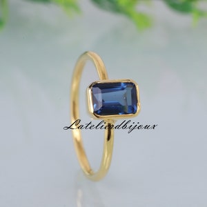 Sapphire Vintage Ring Blue Sapphire baguette Ring, 14k Gold Sapphire Ring September Birth Stone Ring, Bridesmaid Gift Ring Promise Ring Gift