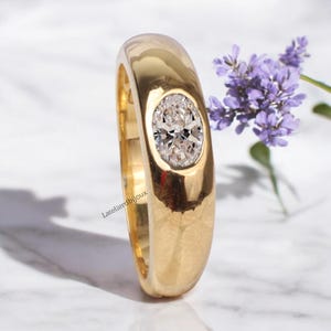 1 CT Classic Vintage Style Oval Moissanite Ring, Oval Cut Solitaire Diamond Ring, Gorgeous Solitaire Ring Anniversary Ring,Yellow Gold Ring