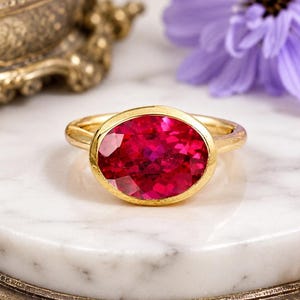AAA Flawless Blood Red Mozambique Ruby Ring Solitaire Gemstone Bridal Ring Women's Fine Jewelry Customized Anniversary Ring Statement Gifts