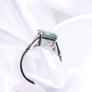 Unique Aquamarine Wedding Ring Vintage Ring Diamond Aquamarine Ring 925 ...