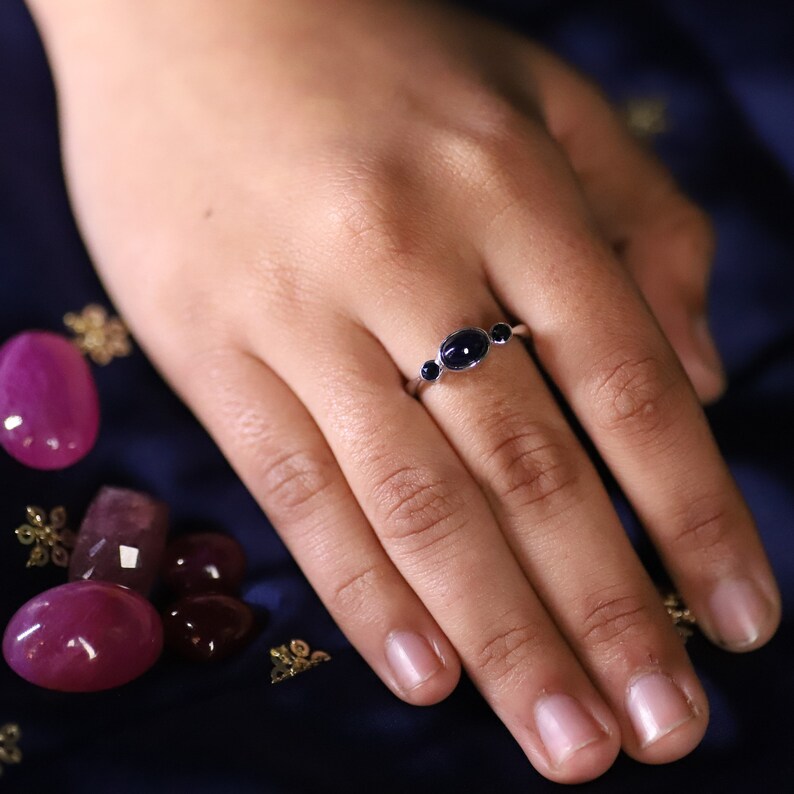 Blue Sapphire Ring 925 Sterling Silver Ring September Birthstone Oval Sapphire Ring Engagement Ring Sapphire Ring handcrafted Ring
