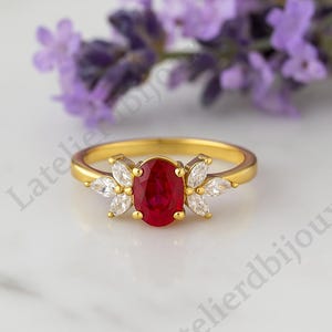 Oval Cut Ruby Ring Unique Red Ruby Ring Wedding Ring July Birthstone Promise Ring Engagement Ring July Birthstone Anniversary Gift For Her