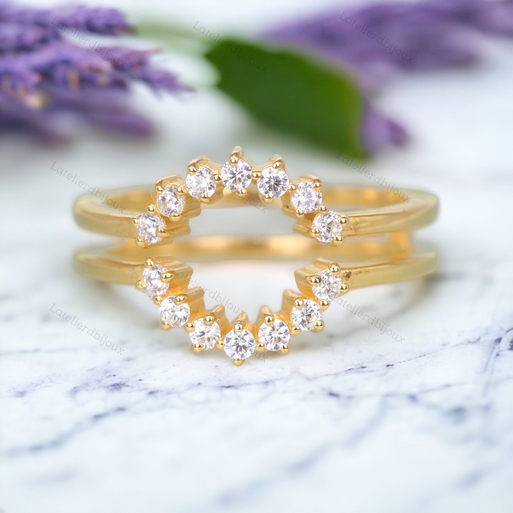 Yellow Gold Diamond Ring Guard | Harry Ritchie's