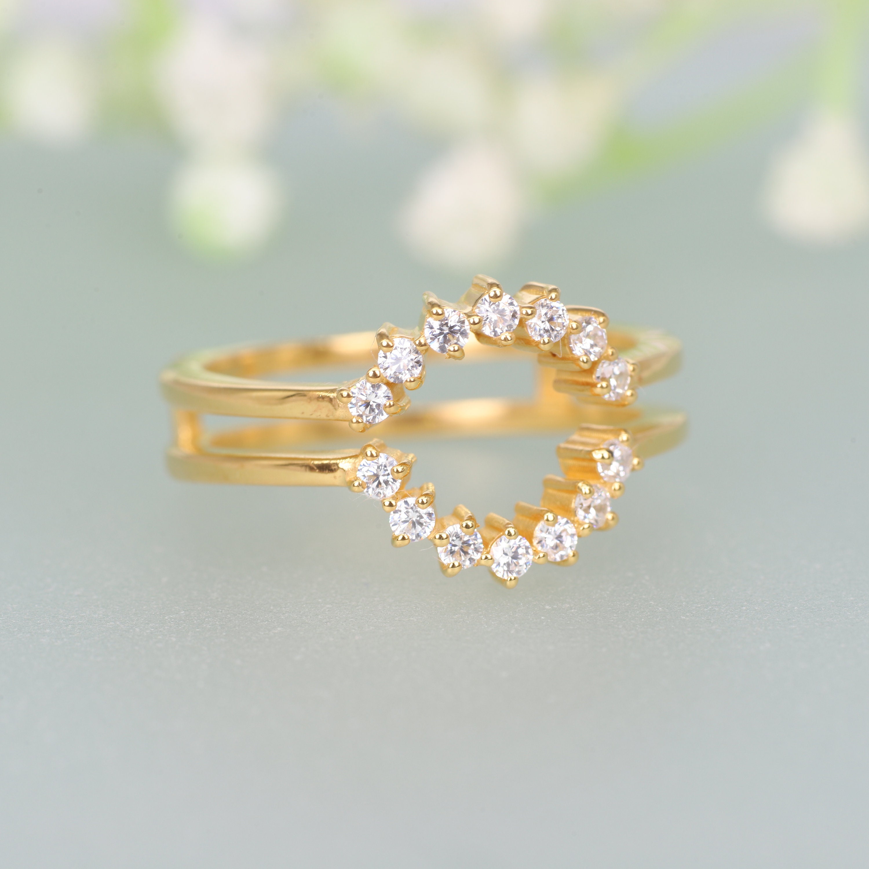 Diamond Ring Enhancer 14K Yellow Gold Engagement Ring Etsy