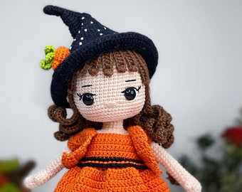 Halloween witch doll pattern, English Pattern, PDF