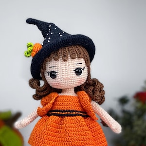 Halloween witch doll pattern, English Pattern, PDF