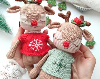 Reindeer Crochet Pattern PDF, Easy Christmas Amigurumi Toy Tutorial